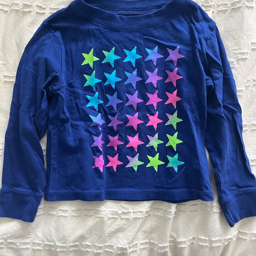 Crewcuts Navy Long-Sleeve Tee with Neon Star Grid